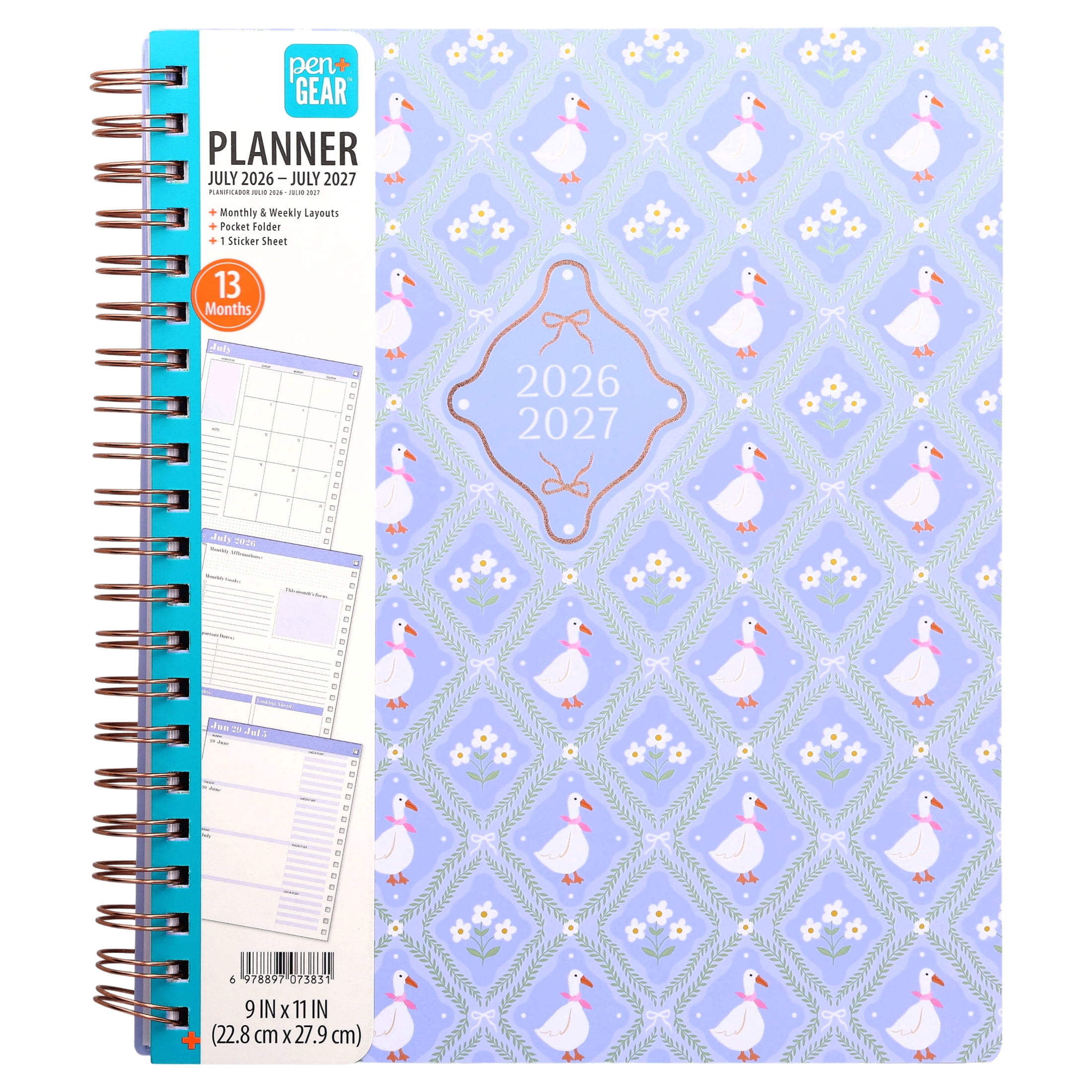 Pen+Gear 13-Month Monthly Planner, July 2026-July 2027, Blue and