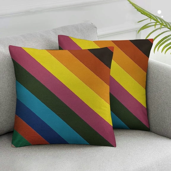 JRXY Progress Pride Rainbow Throw Pillow Cover, LGBTQ Community Gay Pride Lesbian Party Cushion Case Decoration for Sofa Couch,Set of 2 White