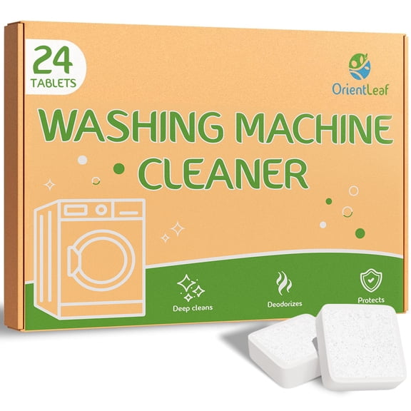 OrientLeaf Washing Machine Cleaner Descaler Tablets – Deep Cleaning Washer Cleaner for HE Front & Top Load Machines – Removes Odor, Buildup & Grime – Fragrance Free – 24 Count