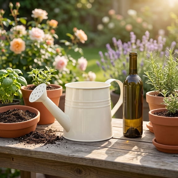 White Metal Watering Can, 1 Gallon Metal Watering Can with Removable Spout, Irrigation Tool for Outdoor Indoor Plants, Lawn & Garden