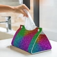 thumbnail image 6 of Pofeuu Colorful Glitter Print Tissue Box Cover, Modern Decorative PU Leather Rectangular Tissue Box Case Organizer Holder for Vanity Countertop, Night Stands, Livingroom, 6 of 7