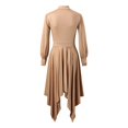 thumbnail image 4 of Sngxgn Women's Dresses Ribbed Long Sleeve Square Neck Tops Mini Dress(Khaki,S), 4 of 5