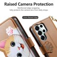thumbnail image 5 of For Samsung Galaxy S26 Ultra 5G Case Cat Pattern Buckle Zipper Wallet  5-card  Flip Wallet Leather With Card Holder Magnetic Closure Phone Cases Cover With Shoulder Strap and Wrist Strap,Brown, 5 of 11