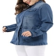 thumbnail image 4 of Agnes Orinda Women‘s Plus Size Fall Outfits Drawstring Waist Zipper Denim Jacket, 4 of 7