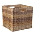 thumbnail image 2 of Cesta de almacenamiento de ratán sintético, cesta de almacenamiento decorativa con asas, cubo de almacenamiento tejido a mano para baño, hogar, cocina, 2 of 7
