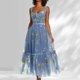 thumbnail image 1 of WILLBEST Vestidos de Mujer Vestidos de Fiesta con Bordado de Flores para Mujer Vestidos de Fiesta de Noche Formales de Hada de Corte A con Corsé Hasta La Rodilla Extra Grande, 1 of 3