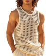 thumbnail image 2 of Men's Sleeveless Mesh Tank Top Hollow Out Fishnet Rave See Through Crochet Muscle Shirt Summer Beach Vacation Breathable Fitness Training Hipster Streetwear Top, 2 of 6