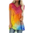 thumbnail image 1 of Birdeem Blouse Mode Femme Dégradé Imprimé Col en V Manches Courtes T-Shirt Ample, 1 of 1