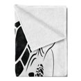 thumbnail image 2 of Turtle Soft Flannel Fleece Blanket, Monochrome Graphic Illustration of a Swimming Caretta Caretta on Plain Backdrop, Cozy Plush for Indoor and Outdoor Use, 50" x 70", Black and White, by Ambesonne, 2 of 5