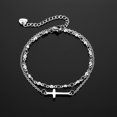 thumbnail image 3 of JM 2 pulseras de cruz religiosa para mujer, plata de ley, regalo de bautismo clásico para hermana, madre, abuela e hija. JM, 3 of 5