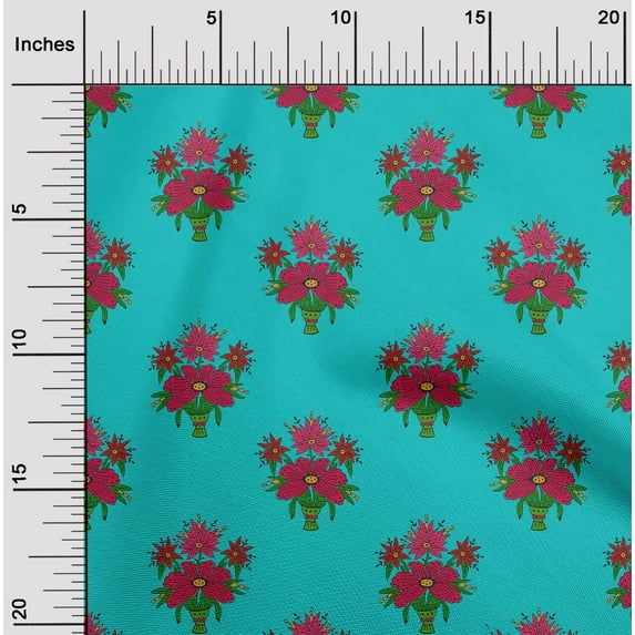 oneOone Viscose Jersey Fabric Leaves & Floral Block Fabric Prints By Yard 60 Inch Wide