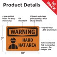 thumbnail image 2 of Hard Hat Area OSHA WARNING Aluminum Sign 10 Inch x 7 Inch - 10 Pack, 2 of 8