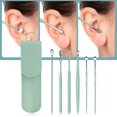 thumbnail image 4 of Limpiador de oídos de 6 uds., herramientas de eliminación de cera de acero inoxidable, palillos reutilizables suaves para los oídos, removedor de cera - verde Baoblaze Limpiador de oídos, 4 of 8