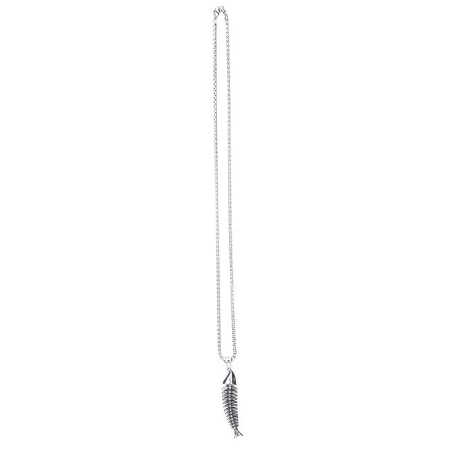 Collar Fashionale con colgante de hueso de pescado, cadena de cuello elegante de acero titanio para hombres