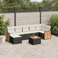 thumbnail image 1 of vidaXL 8 Piece Garden Sofa Set with Cushions Black Poly Rattan, 1 of 4