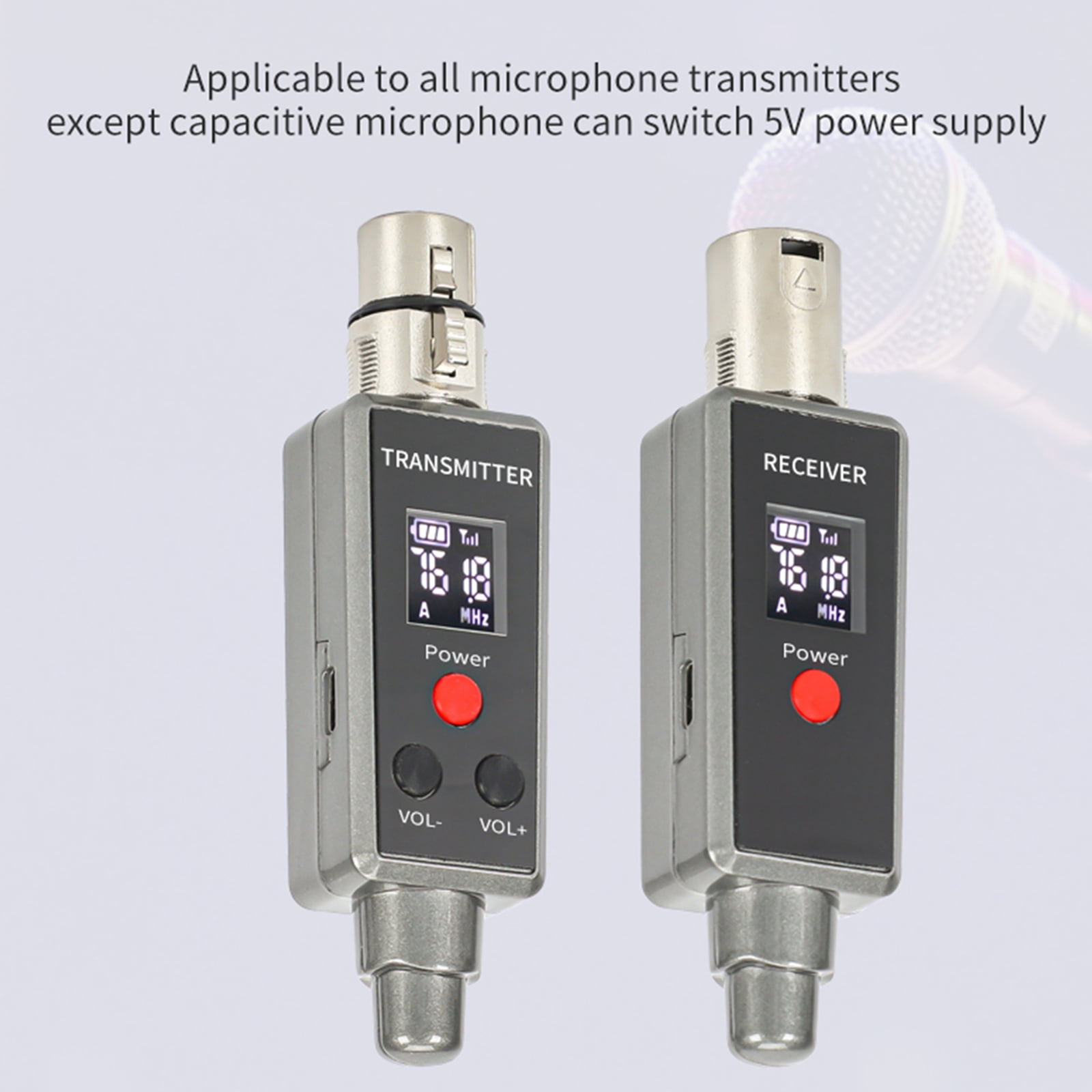 Wireless Microphone System 2.4GHz Wireless XLR Transmitter & Receiver for Dynamic Microphone Audio Mixer PA System