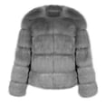 thumbnail image 3 of MPWEGNP European And American Wool Imitation Jacket Women's Short Long Sleeve Faux Leather Coat Grey L, 3 of 5