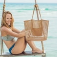 thumbnail image 3 of Travel Ladies Mesh Beach Bag Pool Swimming Tote Bag Summer Foldable Lightweight Sandproof Shoulder Bag, 3 of 6
