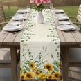 thumbnail image 4 of Sunflower Cotton Linen Rectangle Table Runners 13"x48", Summer Botanical Eucalyptus Leaves Vintage Coffee Table Runner Dresser Scarves Luxury Table Runners for Wedding Party Banquet Dinner Decor, 4 of 8