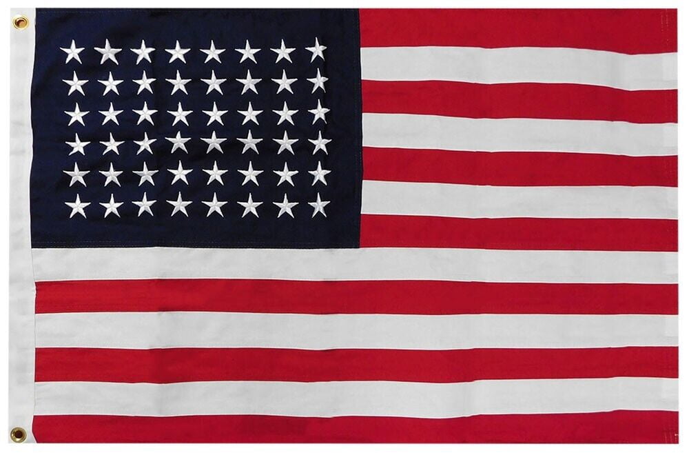 2x3 Embroidered 48 Star USA Sewn 100% Cotton Flag 2'x3' Clips