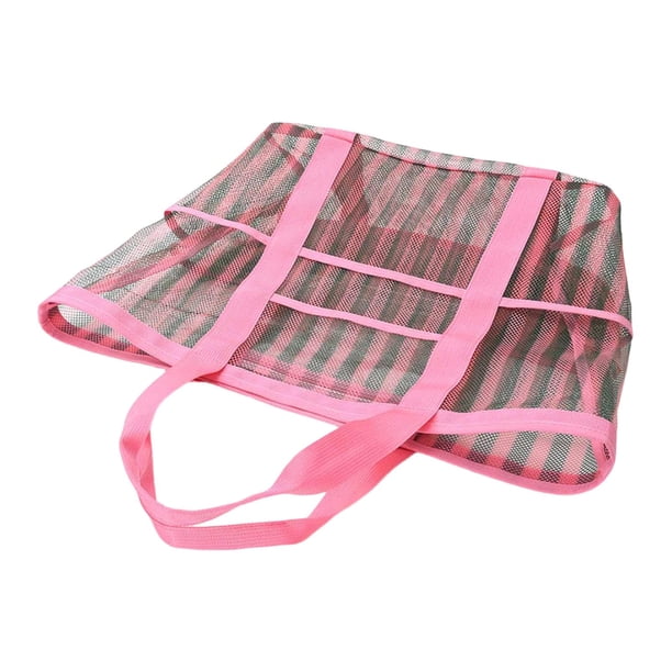 Bolso de malla tipo hobo para la playa, bolso tote a rayas para la compra, viajes, picnic, oficina o gimnasio. Verde rosa