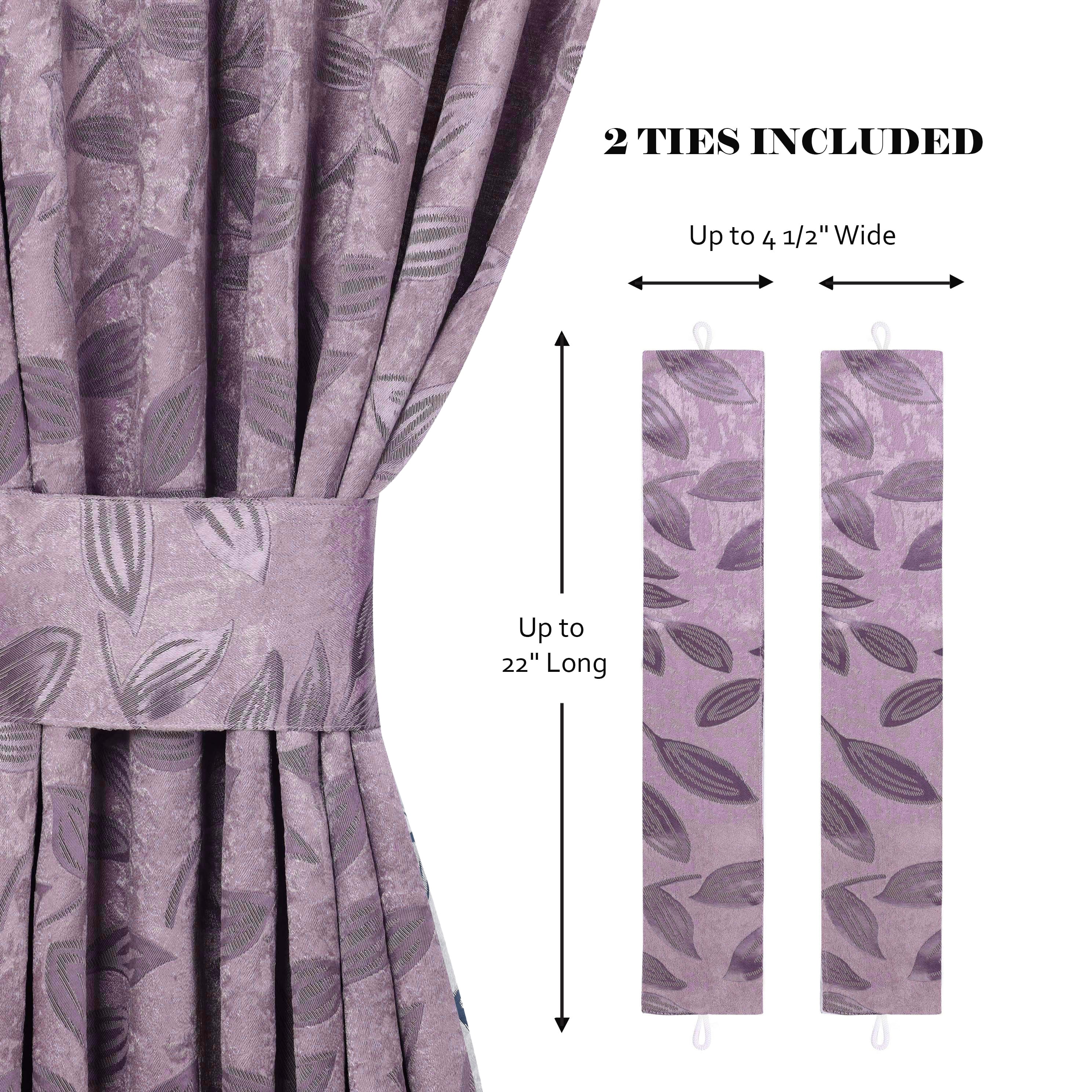 Superior Blackout Leaves Curtains Set of 2, Light Filtering Grommet Curtain Panel Set, Wisteria, 46"W x 84"L