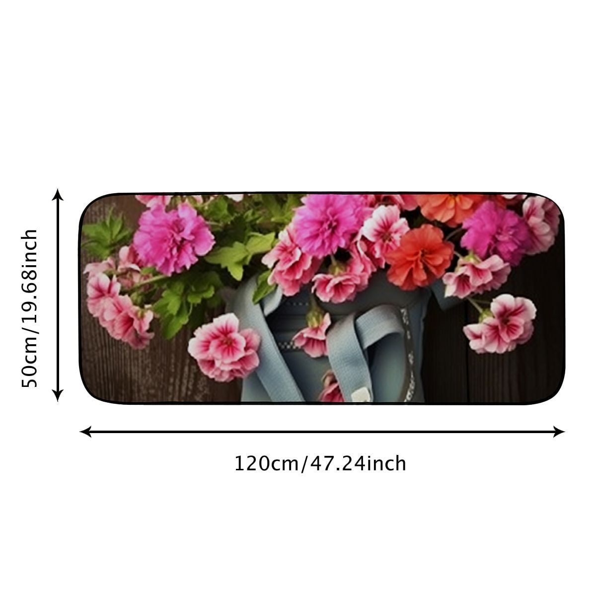 PHYHOO Doormat Floor /Mat - Geranium Pink Gloves Garden Flower Care Blossom Decorative Door Mat, Door Mat with Non-Slip Rubber Backing, Easy Cleaning, Traps Dirt, for Entry, Patio
