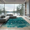 thumbnail image 2 of ODIKA 8'x10' Washable Area Rug Dolphin Ocean Teal Creatures Swimming Theme Themed Decorative for King Size Bedroom Under Bed, Master Suite, Non-Shedding, Easy Care, 2 of 7