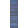 thumbnail image 3 of HomeRoots 560691 8 ft. Runner Blue & Green Striped Washable Non Skid Indoor Outdoor Runner Machine Woven Rug, 3 of 3