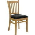 thumbnail image 1 of HERCULES Series Vertical Slat Back Natural Wood Restaurant Chair - Black Vinyl Seat, 1 of 6