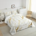 thumbnail image 3 of Manfei Aesthetic Marble Bedding Comforter Set,Modern Luxury Style Twin Comforter Sets,Gold White Bedding Set For Teens,Breathable Bedroom Decor,2-Piece, 3 of 8