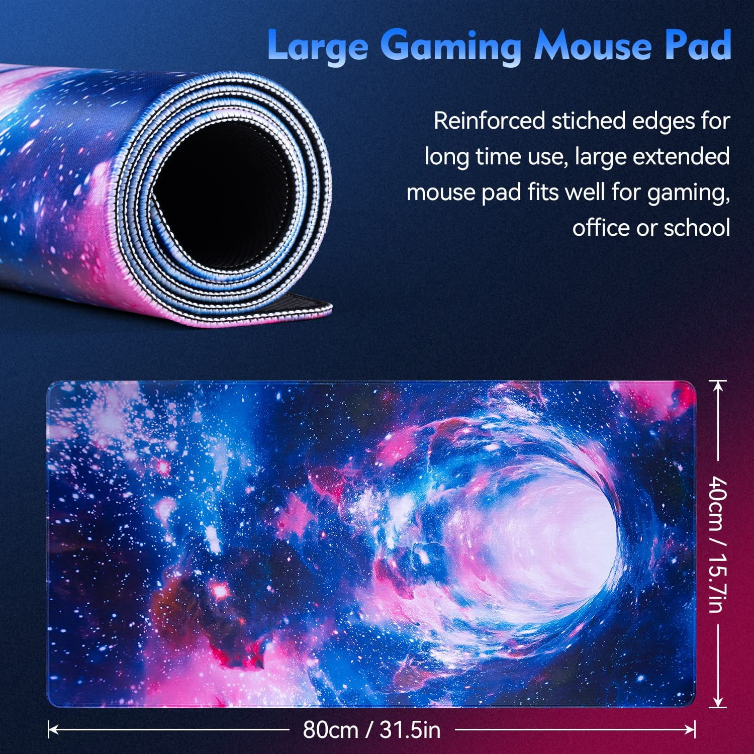 Gaming Mouse Pad, Large Mouse Pad Desk Pad, 31.5×15.75In XXL Mouse Pad Desk Mat, Galaxy Gaming Mousepad, Mouse Pads for Desk, Big Mouse Pad with Non-Slip Base, Extended Mouse Pad