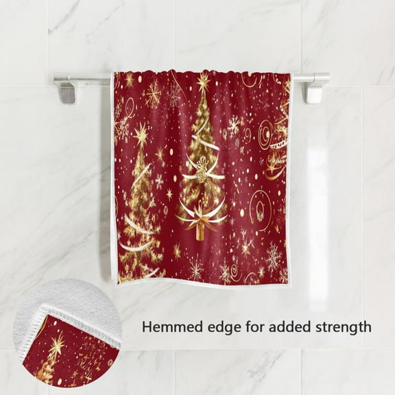 BZSMCE Bath Towel 30 X 15 in Soft Towel Christmas Trees with Sonwflake Pattern Design Pattern