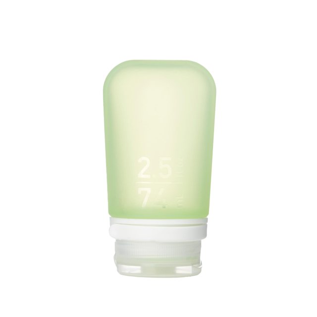 Botella de viaje humangear GoToob+ Medium 74 ml de silicona verde