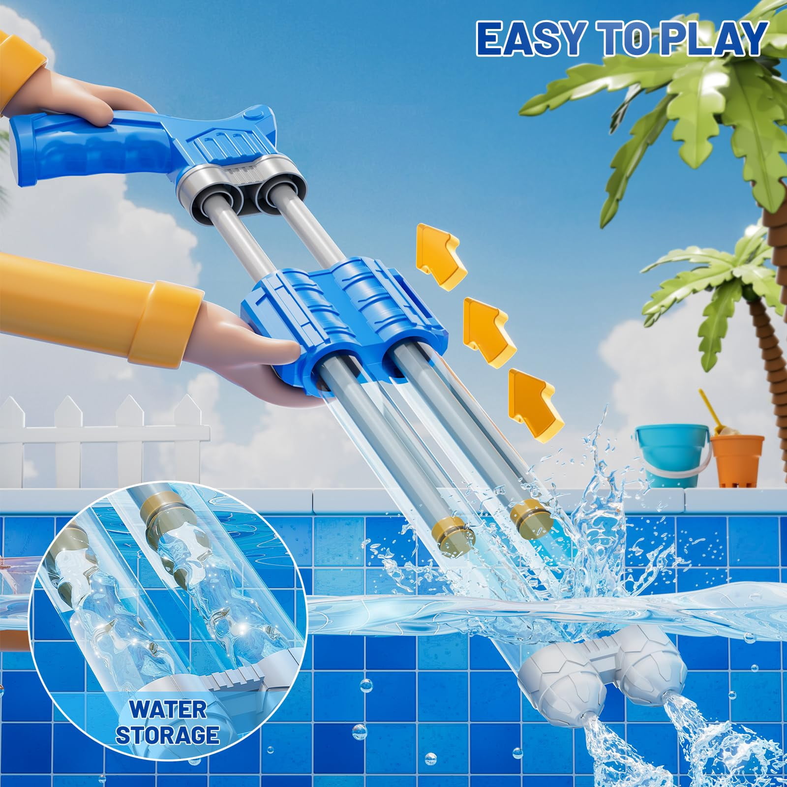4 Packs Double-nozzles Water Blaster Toys For Outdoor Summer Play