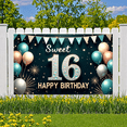 thumbnail image 5 of Yatrandify Decorative Design Sweet 16 Birthday Banner Colorful Theme Happy Birthday Backdrop for Birthday Party Indoor Decoration Celebration, 5 of 7