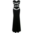 thumbnail image 2 of Angel-fashions Robe de Soirée Classique Sans Bretelles en Tricot Noir et Blanc pour Femmes, 2 of 7