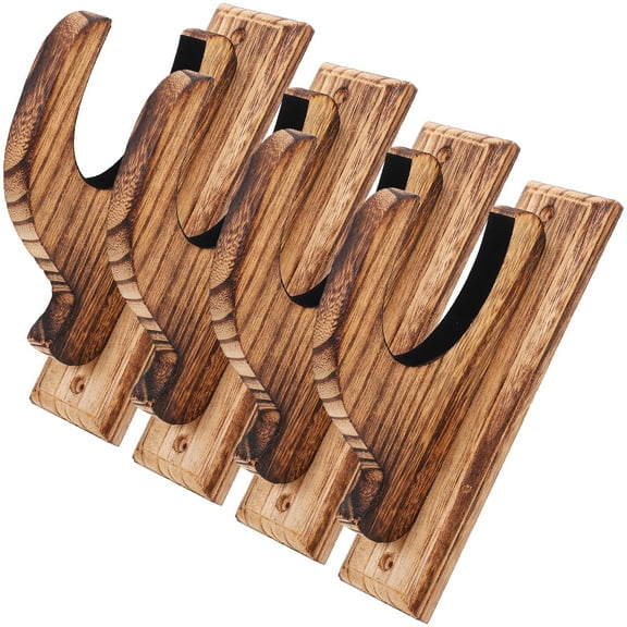 MLINS 4Pcs Wall Mounted Sword Rack Brown Wood Sword Stand for Home Decor Living Room Bedroom