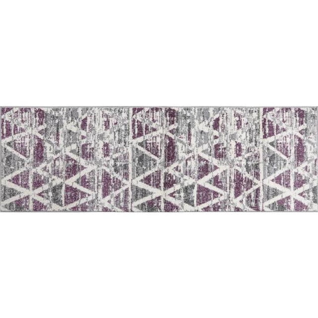 Lbaiet CH950Z26 Oakleigh 2 x 6 ft. Runner Rug, Purple, Gray & White