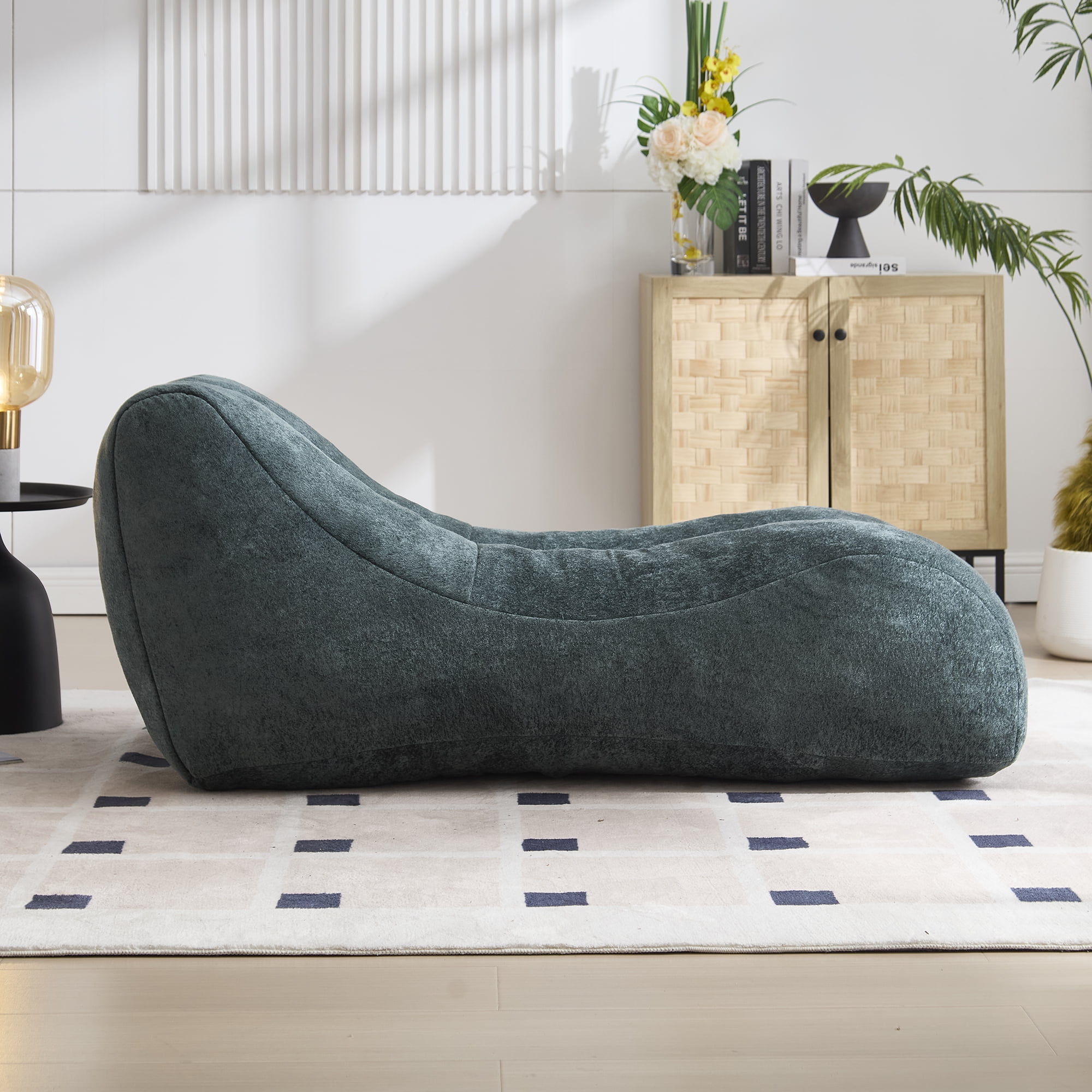 Aukfa Ergonomic Yoga Chaise Lounge Chair Extra Thick Foam Chair for Stretching, Mediitation in Home & Studio,Olive Green