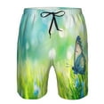 thumbnail image 3 of Logiee green grass and butterfly Print Mens Swim Trunks Quick Dry Board Shorts,Breathable Hawaii Beach Shorts Swimwear Bathing Suits-Large, 3 of 6