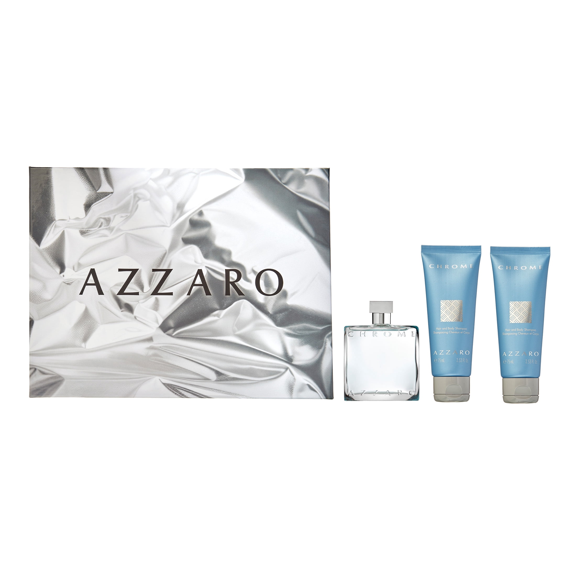 Azzaro Chrome 3 PCS Eau De Toilette Gift Set For Men - Walmart.com