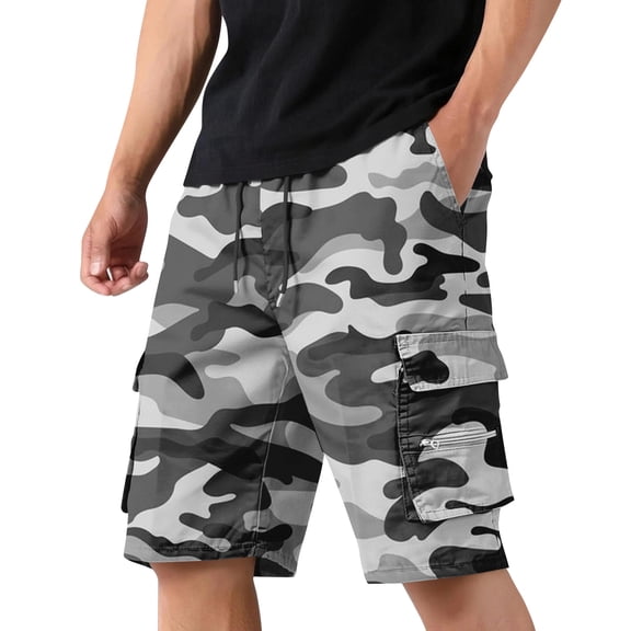 Garbnen Camo Mens Shorts Athletic Elastic Waist Drawstring Men’s Running Shorts Workout Comfy Breathable Casual Men's Shorts with Pocket Gray XXL