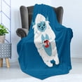 thumbnail image 4 of Bigfoot Soft Flannel Fleece Throw Blanket, Yeti Monster Holding a Cup of Coffee in Cold Winter Graphic Image, Cozy Plush for Indoor and Outdoor Use, 50" x 60", Cobalt Blue Baby Blue, by Ambesonne, 4 of 5