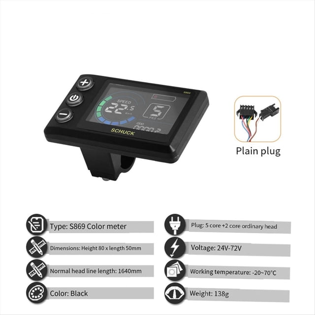 Kit de Bicicleta Eléctrica con Controlador de Sinusoidal de 3 Modos (36 V, 48 V, 15 A), Pantalla LCD S869 y Acelerador de Pulgar.