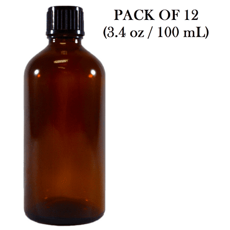 BioRx Sponix Amber Glass Bottles with Screw Cap - 3.4 oz / 100 mL - Best for Essential Oils and Liquids - Pack of (Best E Liquid Bottles)