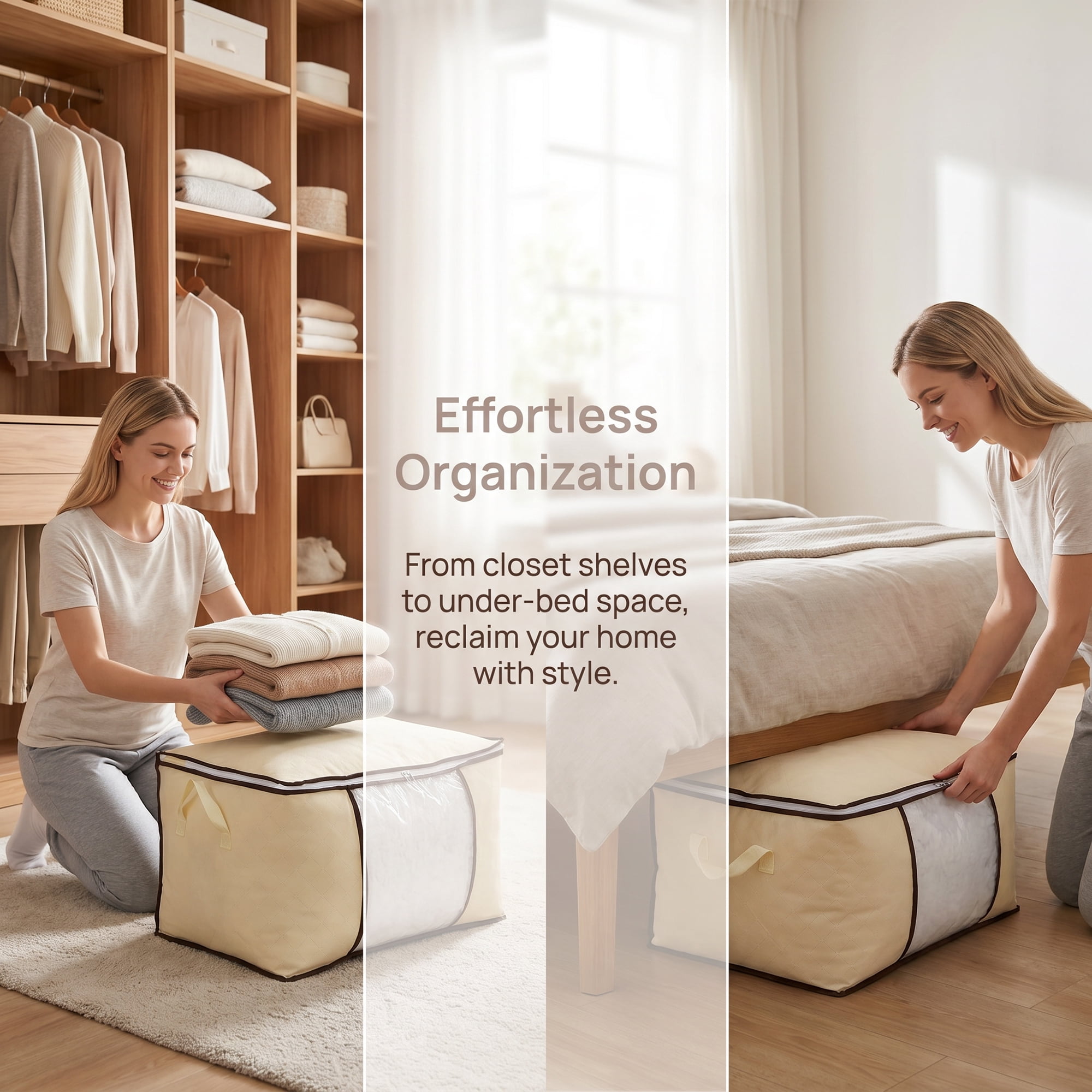 Unique Bargains Moistureproof Storage Sack Portable Side Carry Bag Beige 23.6"x15.7"x13.8"