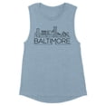 thumbnail image 1 of Skyline Baltimore Maryland Women's Muscle Tank 2X-Large Stonewash Denim, 1 of 5