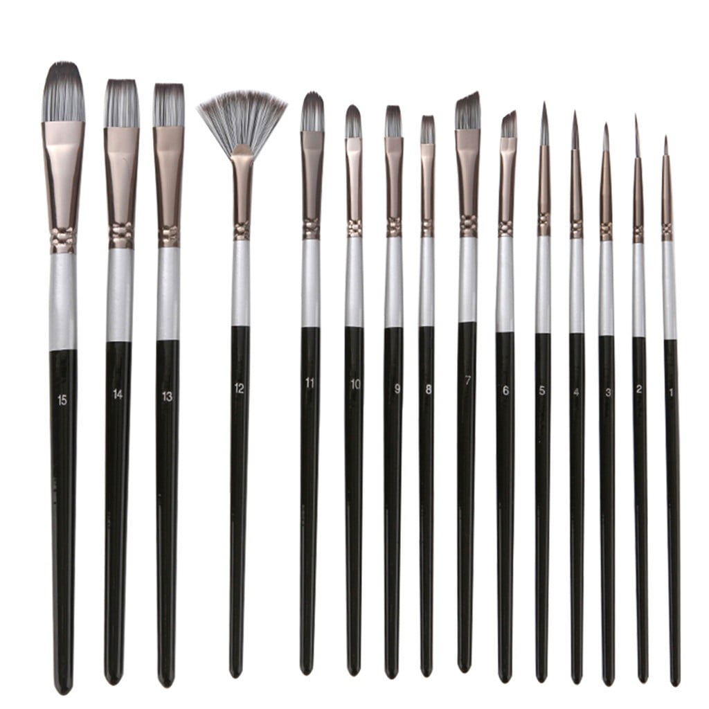 15Pcs/Set Art Painting Brushes Acrylic Oil Watercolor Artist Canvas Bags Set SIL Painting Pen Office Stationery Accessories Home Decorations Gifts 