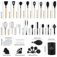 thumbnail image 3 of HEESEM 43 Pcs Silicone Kitchen Utensils Set with Wooden Handles, Heat Resistant Nonstick Spatula & Cooking Tools with Holder Black, 3 of 10